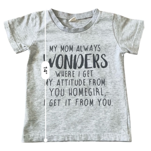 Boys casual sz 90 T-Shirt with Attitude Print gray color short sleeve round neck - Picture 6 of 8